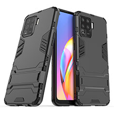 Funda Bumper Silicona y Plastico Mate Carcasa con Soporte para Oppo A94 4G Negro