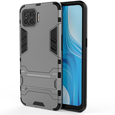 Funda Bumper Silicona y Plastico Mate Carcasa con Soporte para Oppo F17 Pro Gris