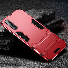 Funda Bumper Silicona y Plastico Mate Carcasa con Soporte para Oppo Find X2 Neo Rojo