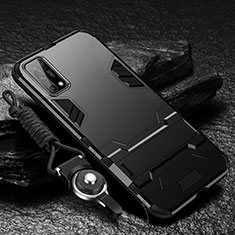 Funda Bumper Silicona y Plastico Mate Carcasa con Soporte para Oppo K7x 5G Negro