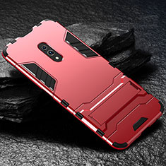 Funda Bumper Silicona y Plastico Mate Carcasa con Soporte para Oppo Realme X Rojo