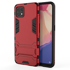 Funda Bumper Silicona y Plastico Mate Carcasa con Soporte para Oppo Reno4 SE 5G Rojo