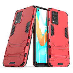 Funda Bumper Silicona y Plastico Mate Carcasa con Soporte para Realme 8 5G Rojo