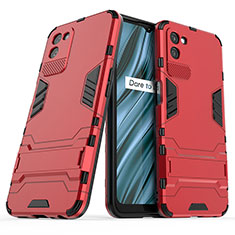 Funda Bumper Silicona y Plastico Mate Carcasa con Soporte para Realme V11s 5G Rojo