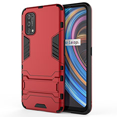 Funda Bumper Silicona y Plastico Mate Carcasa con Soporte para Realme X7 5G Rojo