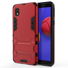 Funda Bumper Silicona y Plastico Mate Carcasa con Soporte para Samsung Galaxy A01 Core Rojo