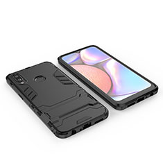 Funda Bumper Silicona y Plastico Mate Carcasa con Soporte para Samsung Galaxy A10s Negro