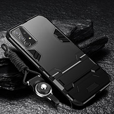 Funda Bumper Silicona y Plastico Mate Carcasa con Soporte para Samsung Galaxy A23 5G Negro