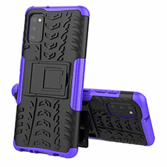 Funda Bumper Silicona y Plastico Mate Carcasa con Soporte para Samsung Galaxy A41 Morado