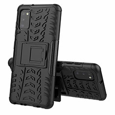 Funda Bumper Silicona y Plastico Mate Carcasa con Soporte para Samsung Galaxy A41 Negro