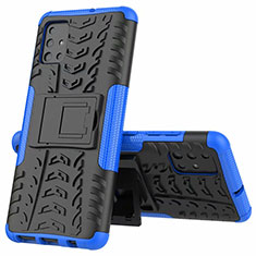 Funda Bumper Silicona y Plastico Mate Carcasa con Soporte para Samsung Galaxy A51 4G Azul