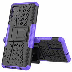 Funda Bumper Silicona y Plastico Mate Carcasa con Soporte para Samsung Galaxy A51 4G Morado