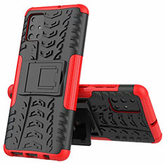 Funda Bumper Silicona y Plastico Mate Carcasa con Soporte para Samsung Galaxy A51 4G Rojo