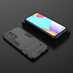 Funda Bumper Silicona y Plastico Mate Carcasa con Soporte para Samsung Galaxy A52 4G Negro