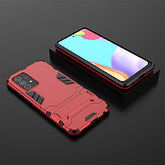 Funda Bumper Silicona y Plastico Mate Carcasa con Soporte para Samsung Galaxy A52 5G Rojo