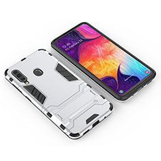 Funda Bumper Silicona y Plastico Mate Carcasa con Soporte para Samsung Galaxy A60 Blanco