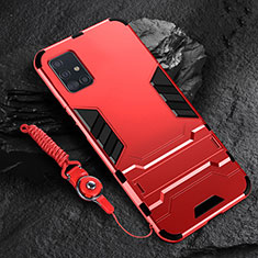 Funda Bumper Silicona y Plastico Mate Carcasa con Soporte para Samsung Galaxy A71 5G Rojo