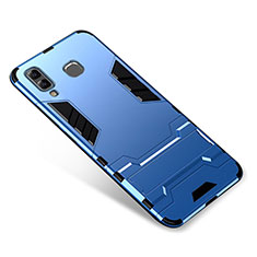 Funda Bumper Silicona y Plastico Mate Carcasa con Soporte para Samsung Galaxy A8 Star Azul