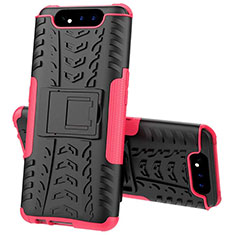 Funda Bumper Silicona y Plastico Mate Carcasa con Soporte para Samsung Galaxy A90 4G Oro Rosa