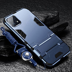Funda Bumper Silicona y Plastico Mate Carcasa con Soporte para Samsung Galaxy F42 5G Azul