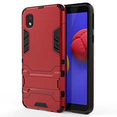 Funda Bumper Silicona y Plastico Mate Carcasa con Soporte para Samsung Galaxy M01 Core Rojo