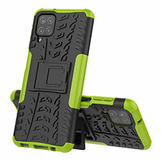 Funda Bumper Silicona y Plastico Mate Carcasa con Soporte para Samsung Galaxy M12 Verde