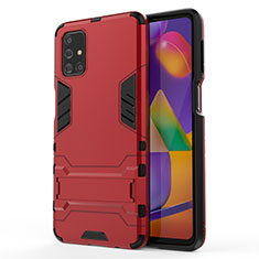 Funda Bumper Silicona y Plastico Mate Carcasa con Soporte para Samsung Galaxy M31s Rojo