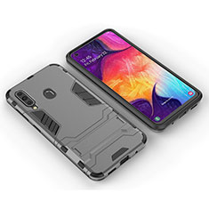 Funda Bumper Silicona y Plastico Mate Carcasa con Soporte para Samsung Galaxy M40 Gris