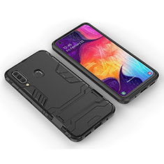 Funda Bumper Silicona y Plastico Mate Carcasa con Soporte para Samsung Galaxy M40 Negro