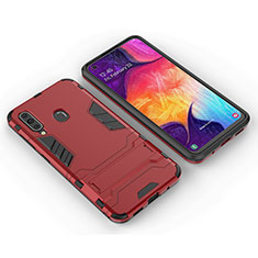 Funda Bumper Silicona y Plastico Mate Carcasa con Soporte para Samsung Galaxy M40 Rojo