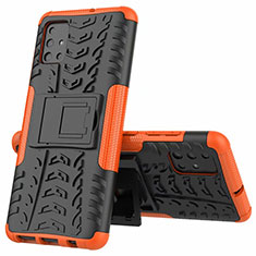 Funda Bumper Silicona y Plastico Mate Carcasa con Soporte para Samsung Galaxy M40S Naranja