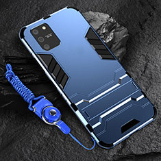 Funda Bumper Silicona y Plastico Mate Carcasa con Soporte para Samsung Galaxy M80S Azul