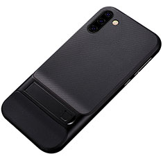 Funda Bumper Silicona y Plastico Mate Carcasa con Soporte para Samsung Galaxy Note 10 Negro