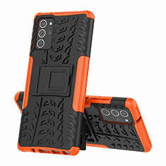 Funda Bumper Silicona y Plastico Mate Carcasa con Soporte para Samsung Galaxy Note 20 5G Naranja