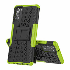 Funda Bumper Silicona y Plastico Mate Carcasa con Soporte para Samsung Galaxy Note 20 5G Verde