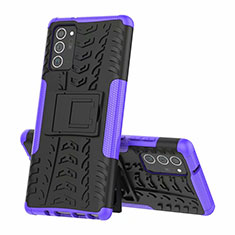 Funda Bumper Silicona y Plastico Mate Carcasa con Soporte para Samsung Galaxy Note 20 Plus 5G Morado