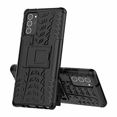 Funda Bumper Silicona y Plastico Mate Carcasa con Soporte para Samsung Galaxy Note 20 Plus 5G Negro