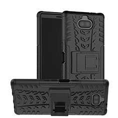 Funda Bumper Silicona y Plastico Mate Carcasa con Soporte para Sony Xperia XA3 Ultra Negro