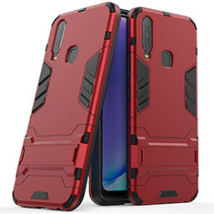 Funda Bumper Silicona y Plastico Mate Carcasa con Soporte para Vivo Y3s Rojo