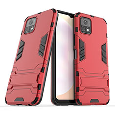 Funda Bumper Silicona y Plastico Mate Carcasa con Soporte para Vivo Y52s 5G Rojo