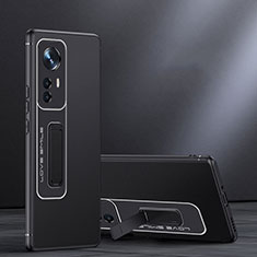 Funda Bumper Silicona y Plastico Mate Carcasa con Soporte para Xiaomi Mi 12 5G Negro