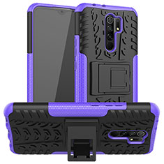 Funda Bumper Silicona y Plastico Mate Carcasa con Soporte para Xiaomi Poco M2 Morado