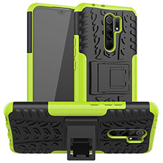 Funda Bumper Silicona y Plastico Mate Carcasa con Soporte para Xiaomi Poco M2 Verde