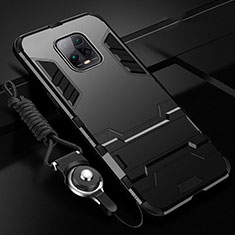 Funda Bumper Silicona y Plastico Mate Carcasa con Soporte para Xiaomi Redmi 10X Pro 5G Negro