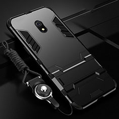 Funda Bumper Silicona y Plastico Mate Carcasa con Soporte para Xiaomi Redmi 8A Negro