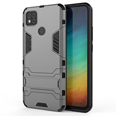 Funda Bumper Silicona y Plastico Mate Carcasa con Soporte para Xiaomi Redmi 9C NFC Gris