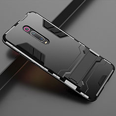 Funda Bumper Silicona y Plastico Mate Carcasa con Soporte para Xiaomi Redmi K20 Pro Negro