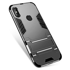 Funda Bumper Silicona y Plastico Mate Carcasa con Soporte para Xiaomi Redmi Note 5 AI Dual Camera Gris