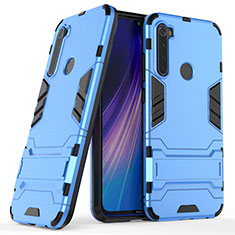 Funda Bumper Silicona y Plastico Mate Carcasa con Soporte para Xiaomi Redmi Note 8 (2021) Azul