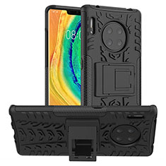 Funda Bumper Silicona y Plastico Mate Carcasa con Soporte R01 para Huawei Mate 30 5G Negro